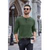 COOFANDY Men Long Sleeve Henley Shirs Casual Basic T Shirts Soild Button Tees with Pockets(Green)