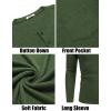 COOFANDY Men Long Sleeve Henley Shirs Casual Basic T Shirts Soild Button Tees with Pockets(Green)