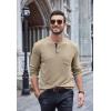 COOFANDY Men Long Sleeve Henley Shirs Casual Basic T Shirts Soild Button Tees with Pockets(Khaki)