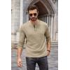 COOFANDY Men Long Sleeve Henley Shirs Casual Basic T Shirts Soild Button Tees with Pockets(Khaki)