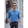 COOFANDY Men Long Sleeve Henley Shirs Casual Basic T Shirts Soild Button Tees with Pockets(Light Blue)