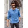 COOFANDY Men Long Sleeve Henley Shirs Casual Basic T Shirts Soild Button Tees with Pockets(Light Blue)