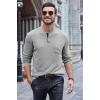 COOFANDY Men Long Sleeve Henley Shirs Casual Basic T Shirts Soild Button Tees with Pockets(Light Gray)