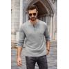 COOFANDY Men Long Sleeve Henley Shirs Casual Basic T Shirts Soild Button Tees with Pockets(Light Gray)