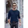 COOFANDY Men Long Sleeve Henley Shirs Casual Basic T Shirts Soild Button Tees with Pockets(Navy Blue)