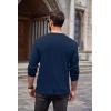 COOFANDY Men Long Sleeve Henley Shirs Casual Basic T Shirts Soild Button Tees with Pockets(Navy Blue)
