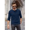 COOFANDY Men Long Sleeve Henley Shirs Casual Basic T Shirts Soild Button Tees with Pockets(Navy Blue)