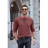 COOFANDY Men Long Sleeve Henley Shirs Casual Basic T Shirts Soild Button Tees with Pockets(Purple Red)