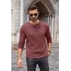 COOFANDY Men Long Sleeve Henley Shirs Casual Basic T Shirts Soild Button Tees with Pockets(Purple Red)