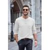 COOFANDY Men Long Sleeve Henley Shirs Casual Basic T Shirts Soild Button Tees with Pockets(White)