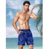 COOFANDY Men Swim Trunk with Compression Liner 2 in 1 Swimwear Bathing Suit Quick Dry Board Short(P Blue Leaves)