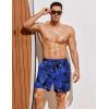 COOFANDY Men Swim Trunk with Compression Liner 2 in 1 Swimwear Bathing Suit Quick Dry Board Short(P Blue Leaves)