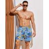 COOFANDY Men Swim Trunk with Compression Liner 2 in 1 Swimwear Bathing Suit Quick Dry Board Short(P Light Blue Leaves)
