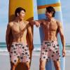 COOFANDY Men Swim Trunk with Compression Liner 2 in 1 Swimwear Bathing Suit Quick Dry Board Short(P Pink Coconut Tree)