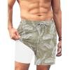 COOFANDY Men Swim Trunk with Compression Liner 2 in 1 Swimwear Bathing Suit Quick Dry Board Short(P Plam Leaf)