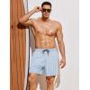 COOFANDY Men Swim Trunk with Compression Liner 2 in 1 Swimwear Bathing Suit Quick Dry Board Short(Print Blue Stripe)