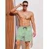 COOFANDY Men Swim Trunk with Compression Liner 2 in 1 Swimwear Bathing Suit Quick Dry Board Short(Print Green Leaves)