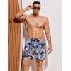 COOFANDY Men Swim Trunk with Compression Liner 2 in 1 Swimwear Bathing Suit Quick Dry Board Short(Print Navy Blue Flowers)
