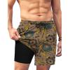 COOFANDY Men Swim Trunk with Compression Liner 2 in 1 Swimwear Bathing Suit Quick Dry Board Short(Print Painted Floral)