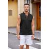 COOFANDY Men Tank Top Cotton Linen Beach Sleeveless Shirt Lace Up Bohemian Hippie Renaissance Pirate Kilt Medieval Tunic(Black)