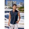 COOFANDY Men Tank Top Cotton Linen Beach Sleeveless Shirt Lace Up Bohemian Hippie Renaissance Pirate Kilt Medieval Tunic(Blue)