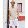 COOFANDY Men Tank Top Cotton Linen Beach Sleeveless Shirt Lace Up Bohemian Hippie Renaissance Pirate Kilt Medieval Tunic(Cream)