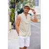 COOFANDY Men Tank Top Cotton Linen Beach Sleeveless Shirt Lace Up Bohemian Hippie Renaissance Pirate Kilt Medieval Tunic(Cream)
