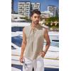 COOFANDY Men Tank Top Cotton Linen Beach Sleeveless Shirt Lace Up Bohemian Hippie Renaissance Pirate Kilt Medieval Tunic(Khaki)