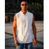 COOFANDY Men Tank Top Cotton Linen Beach Sleeveless Shirt Lace Up Bohemian Hippie Renaissance Pirate Kilt Medieval Tunic(White)
