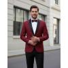 COOFANDY Men Tuxedo Jacket Slim Fit Blazer Suit Jacket Prom Dinner Party Wedding(Dark Red)