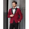 COOFANDY Men Tuxedo Jacket Slim Fit Blazer Suit Jacket Prom Dinner Party Wedding(Dark Red)