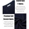 COOFANDY Men’s 2 Pack Muscle T-Shirt Stretch Long Sleeve Gym Workout Bodybuilding Training Tee Shirts Casual Hipster Tops(A-black/Navy Blue)
