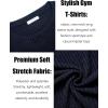 COOFANDY Men’s 2 Pack Muscle T-Shirt Stretch Long Sleeve Gym Workout Bodybuilding Training Tee Shirts Casual Hipster Tops(Navy Blue/Army Green)