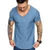 COOFANDY Mens 2 Pack Muscle V Neck T Shirt Fitted Gym Workout Short Sleeve Bodybuilding Tee(Army Green/Blue)