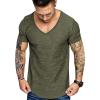 COOFANDY Mens 2 Pack Muscle V Neck T Shirt Fitted Gym Workout Short Sleeve Bodybuilding Tee(Army Green/Blue)