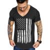 COOFANDY Mens 2 Pack Muscle V Neck T Shirt Fitted Gym Workout Short Sleeve Bodybuilding Tee(Black American Flag)