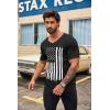 COOFANDY Mens 2 Pack Muscle V Neck T Shirt Fitted Gym Workout Short Sleeve Bodybuilding Tee(Black American Flag)