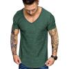 COOFANDY Mens 2 Pack Muscle V Neck T Shirt Fitted Gym Workout Short Sleeve Bodybuilding Tee(Dark Green/Khaki)