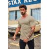 COOFANDY Mens 2 Pack Muscle V Neck T Shirt Fitted Gym Workout Short Sleeve Bodybuilding Tee(Light Khaki)