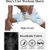 COOFANDY Men’s 2 Pack Running Shorts 2 in 1 Workout Shorts Quick Dry Gym Training Athletic Jogger with Phone Pockets(2-pack: Black+white)