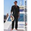 COOFANDY Men’s 2 Piece Cotton Sets Casual Long Sleeve Cuban Henley Shirt and Loose Pants Set Beach Vacation Outfits(Black)