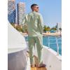 COOFANDY Men’s 2 Piece Cotton Sets Casual Long Sleeve Cuban Henley Shirt and Loose Pants Set Beach Vacation Outfits(Light Green)