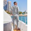 COOFANDY Men’s 2 Piece Cotton Sets Casual Long Sleeve Cuban Henley Shirt and Loose Pants Set Beach Vacation Outfits(Light Grey)