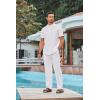 COOFANDY Men’s 2 Piece Cotton Sets Casual Short Sleeve Henley Shirts and Beach Pants with Pockets Summer Vacation Outfits(A-white)
