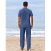COOFANDY Men’s 2 Piece Cotton Sets Casual Short Sleeve Henley Shirts and Beach Pants with Pockets Summer Vacation Outfits(Denim Blue)