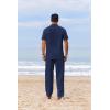 COOFANDY Men’s 2 Piece Cotton Sets Casual Short Sleeve Henley Shirts and Beach Pants with Pockets Summer Vacation Outfits(Navy Blue)