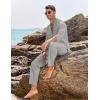 COOFANDY Men’s 2 Piece Linen Set Long Sleeve Henley Shirts Casual Beach Pants With Pockets Summer Yoga Outfits(Light Grey)