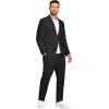 COOFANDY Men’s 2 Piece Linen Suits Set Regular Fit Casual Lightweight Blazer Jacket and Pants(Black)