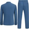 COOFANDY Men’s 2 Piece Linen Suits Set Regular Fit Casual Lightweight Blazer Jacket and Pants(Blue)