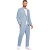 COOFANDY Men’s 2 Piece Linen Suits Set Regular Fit Casual Lightweight Blazer Jacket and Pants(Light Blue)